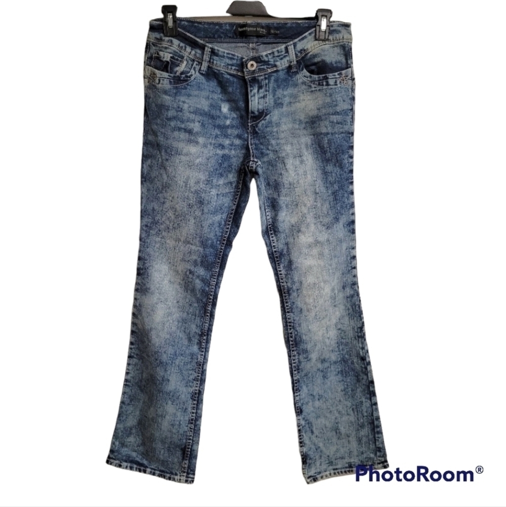 TwentyOne Black Acid Wash Denim Slim Bootcut Jeans‎ Size 13/14 Curvy